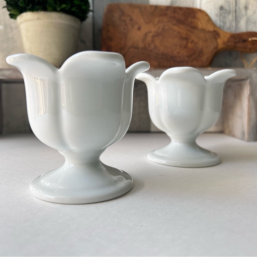 🌴Vintage White Porcelain LOTUS Flower Dessert Bowls/Cups